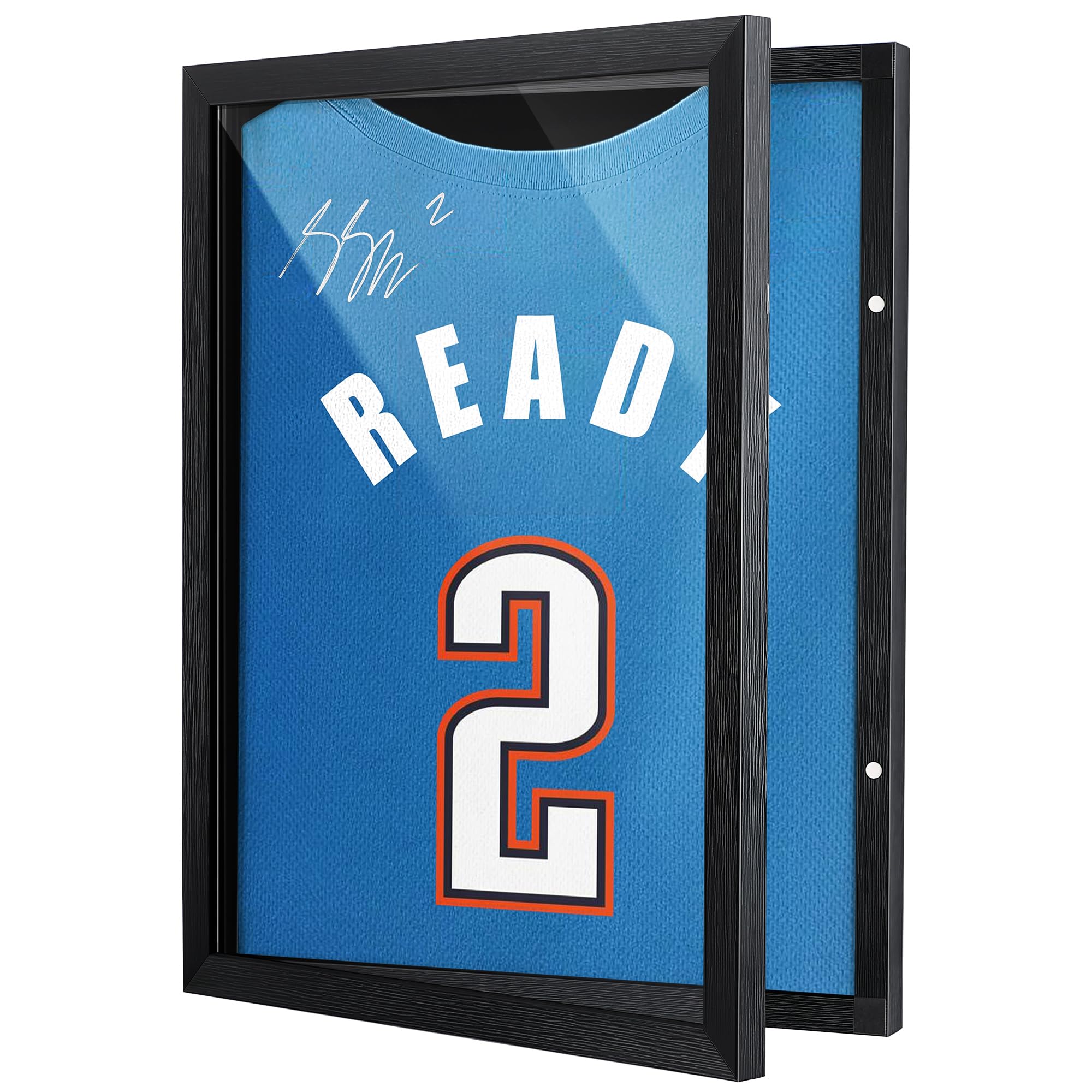 Photo 1 of 1 Pack T Shirt Display Frame, 18'' X 14'' Black Imitation Wood T Shirt Frame with 98% UV Protection Acrylic, 1" Depth of Usable Space Shadow Box, Display Case for Shirts, Jerseys, Memorabilia