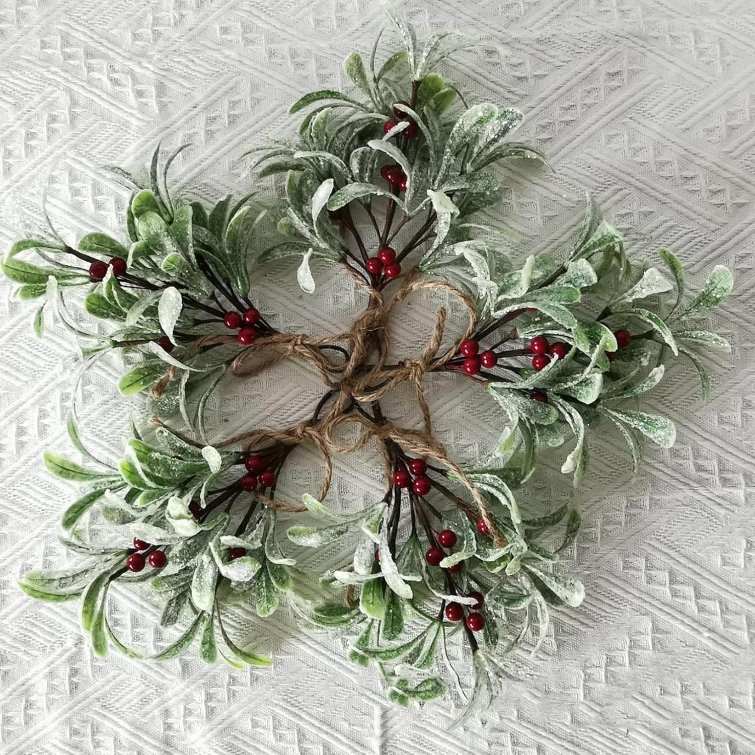 5Pcs Christmas Mistletoe Branch, Mistletoe Berries