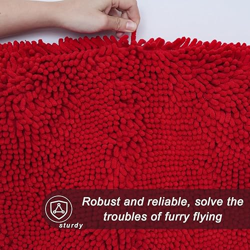Miniatura 6 de Juego de 2 alfombras de baño, ultra suaves y absorbentes, de felpilla, antideslizantes, lavables (20 x 32 pulgadas + 16 x 24 pulgadas), color rojo