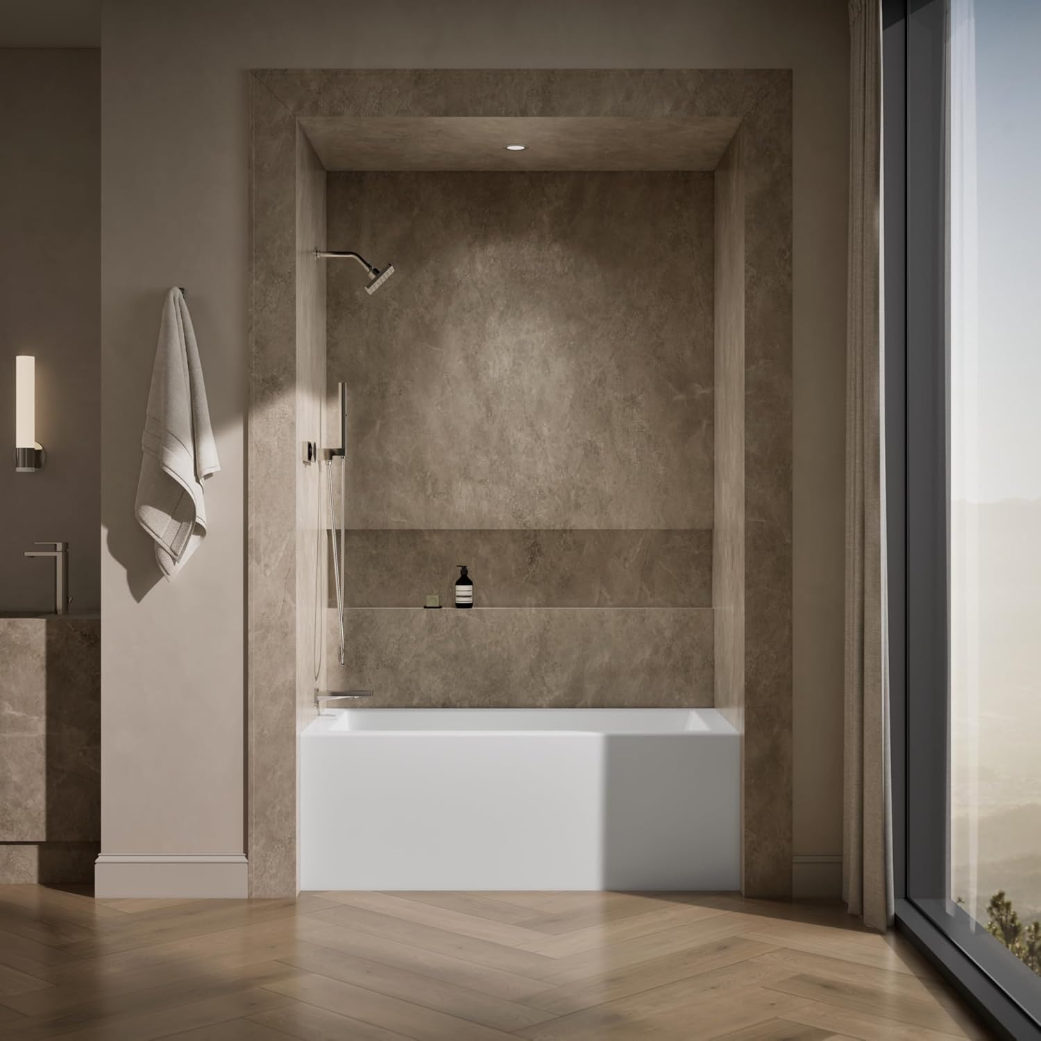 Kohler 20201-LA-0 Underscore® 60" x 30" alcove bath with integral apron, integral flange, and left-hand drain, White