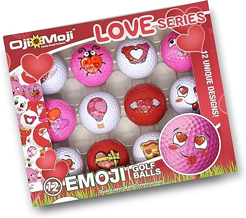 Miniatura 7 de Oji-Moji Juego de pelotas de golf Emoji Love Series, regalo del día de San Valentín, paquete de 12 regalos de golf, regalo de golf para hombres,