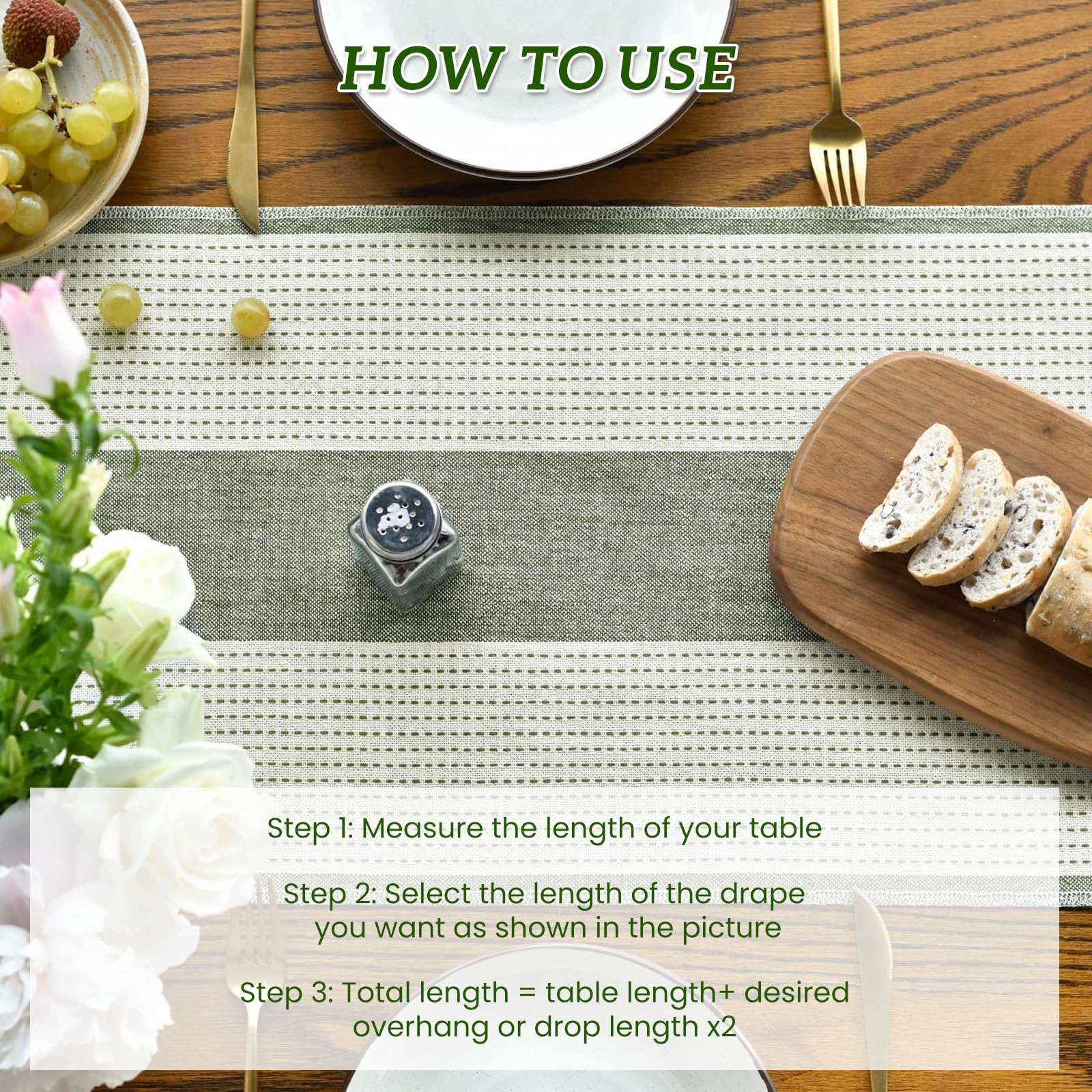 ViaElayu Chemin De Table Vert Sauge Moderne Décoration De