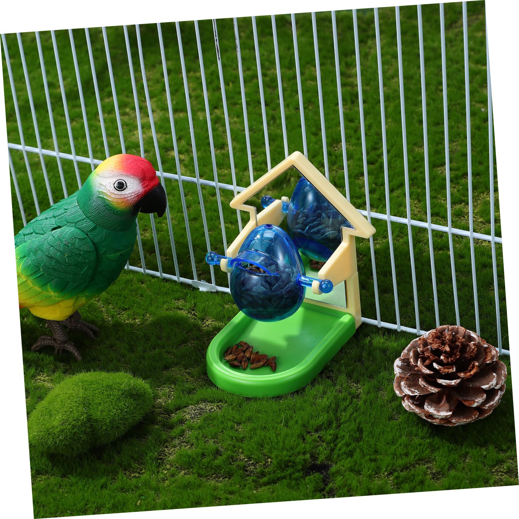 Abaodam Vogelzubehör aus Metall und Kunststoff Pädagogisches Papageienspielzeug Trainingsspielzeug zur Vogelerziehung und Unterhaltung Zufällige Farbe Wellensittich für Papageien
