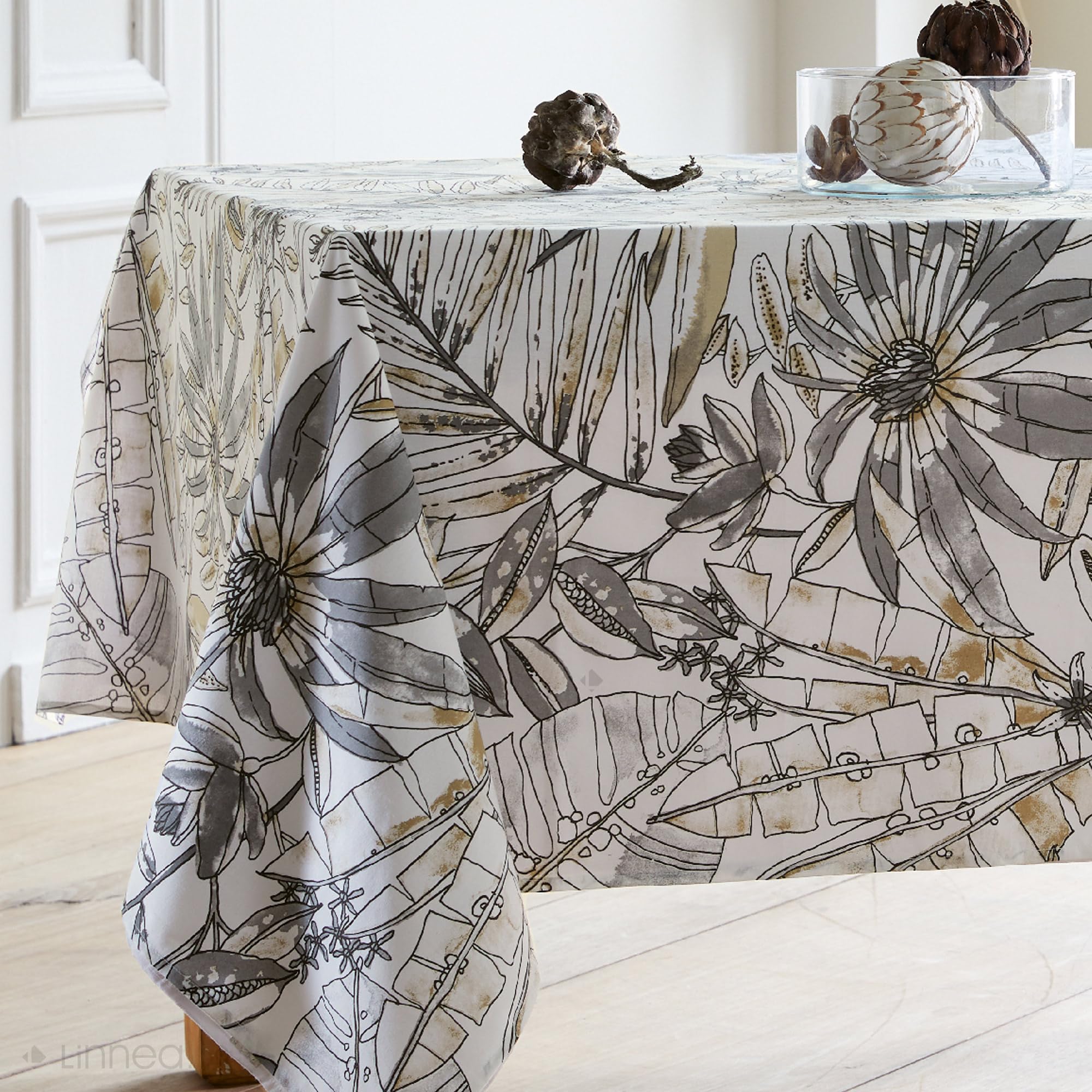 Linnea Tischdecke, rechteckig, 160 x 250 cm, Bahia, Kohlegrau, 100 % Baumwolle + Acrylbeschichtung, Abwaschbar, Outdoor