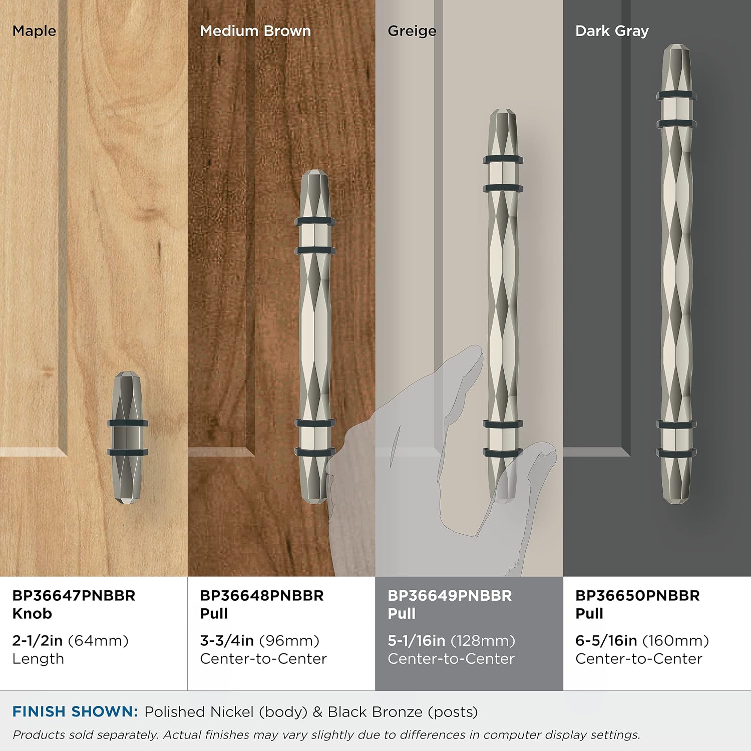 Amerock | Cabinet Pull | Polished Nickel/Black Bronze | 5-1/16 inch (128 mm) Center-to-Center | London | 1 Pack | Drawer Pull | Drawer Handle | Cabinet Hardware