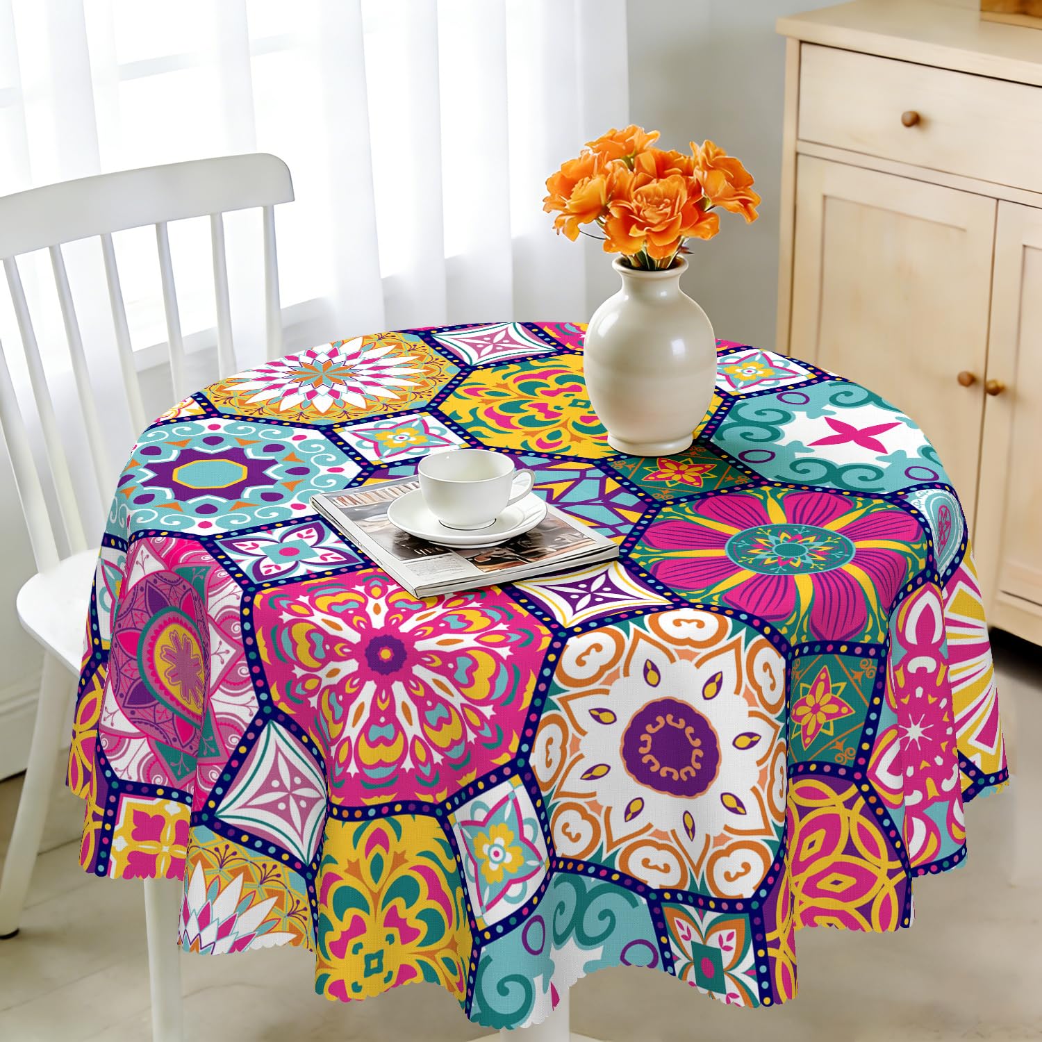 iEvery Tischdecke landhausstil Tischdecke Wasserdicht Anti-Falten Table Cloth für Küche, Esstisch, Couchtisch, Parteien, Abendessen