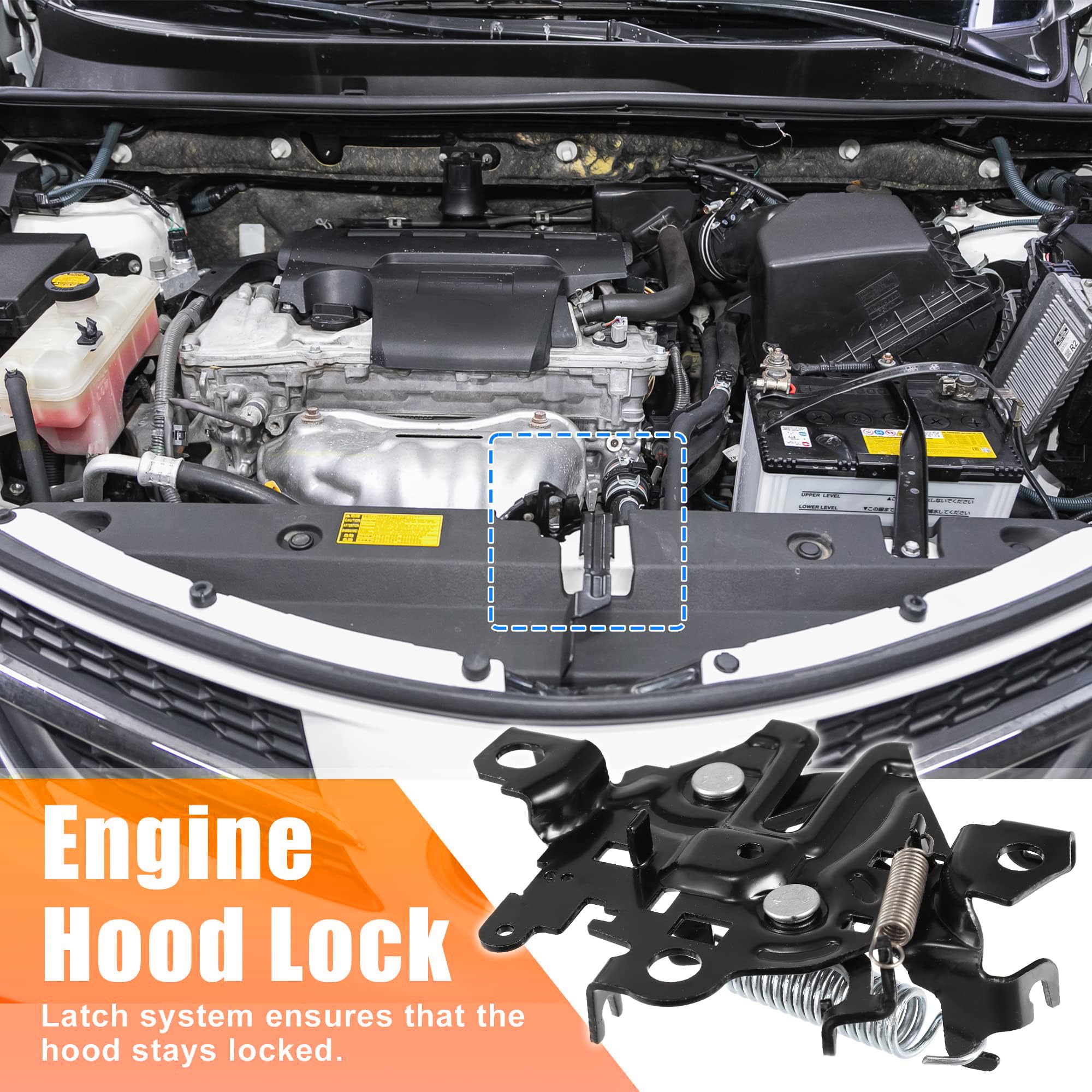 Unifizz Zatrzask maski silnika samochodu zamek kaptur zamek montaż 5351042090 5351042070 do Toyota RAV4 2006-2012 czarny 53510-42090