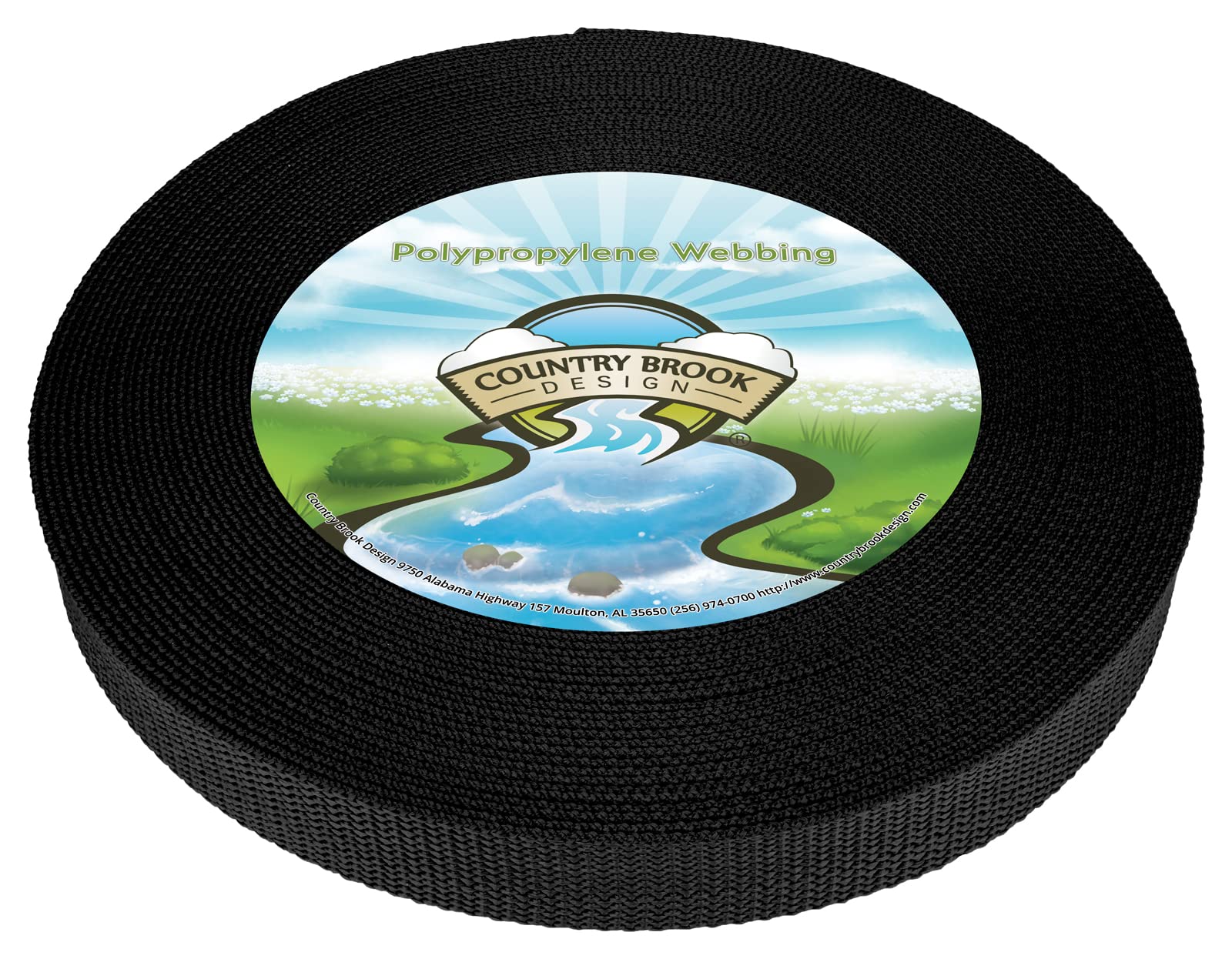 Country Brook Design - Black Heavy Polypropylene (Polypro) Webbing (3/4 Inch, 50 Yards)