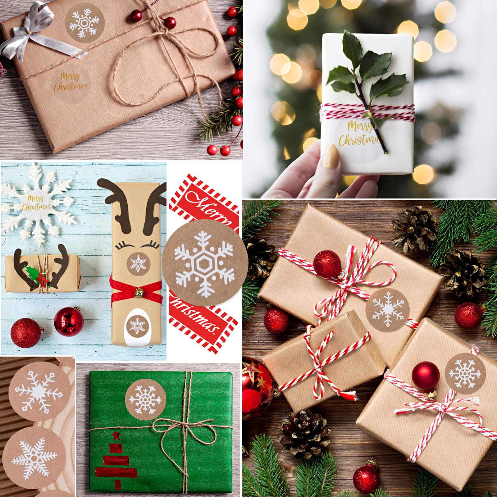 Rouleau De 500 Autocollants Ronds 'Joyeux Noël' - Diamètre 2,5 Cm, Papier Kraft, Pour Emballage Cadeaux, Enveloppes, Décoration - 4