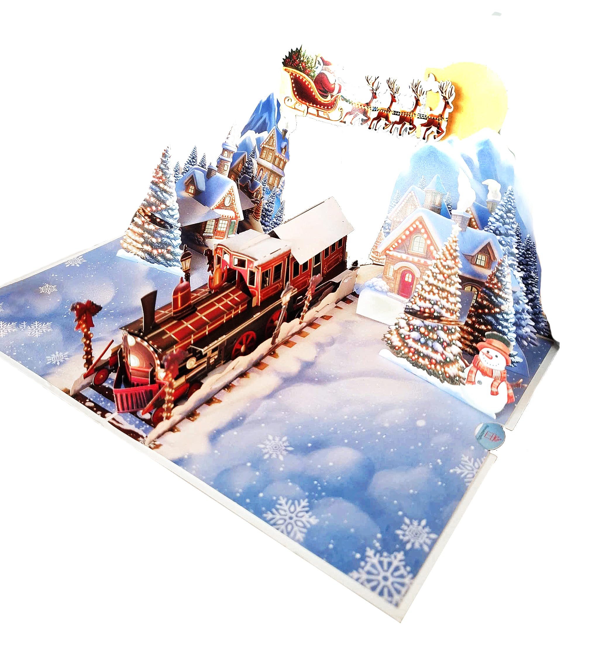 Containlol Christmas Train Up Card 3D Vintage Steam Train Greeting Card - View #3