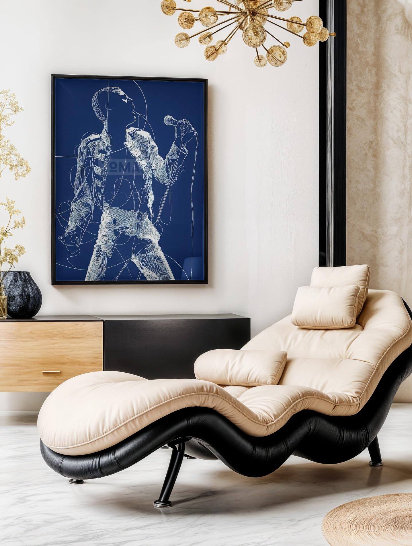 Tomaok® - Poster Stampa poster d'arte (cornice non fornita) Freddie Mercury star rock della band Queen, decorazione interna, disegno a tratto continuo, linee
