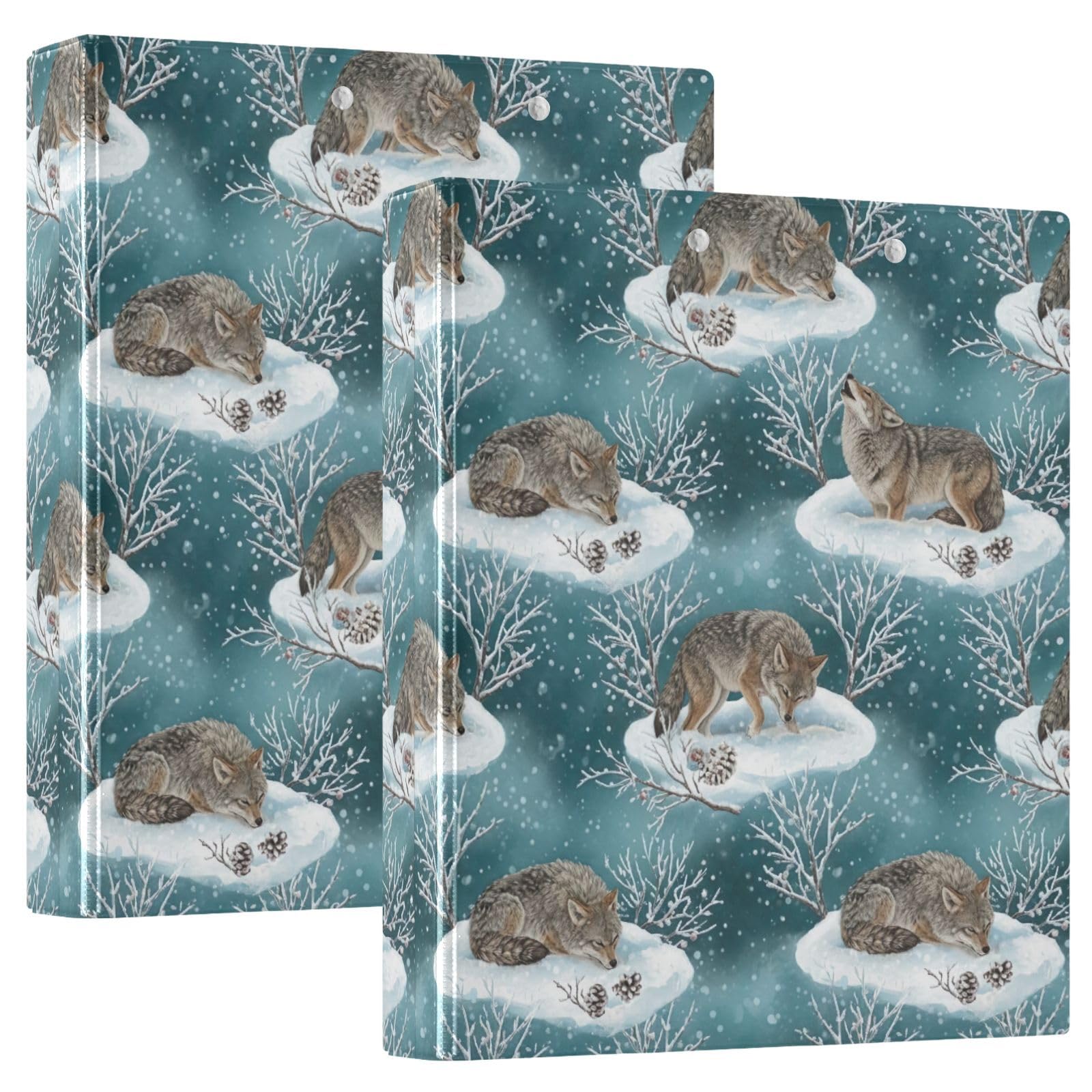Winter Wolf - Raccoglitore a 3 anelli, flessibile, confezione da 2, colore: foglia di tè