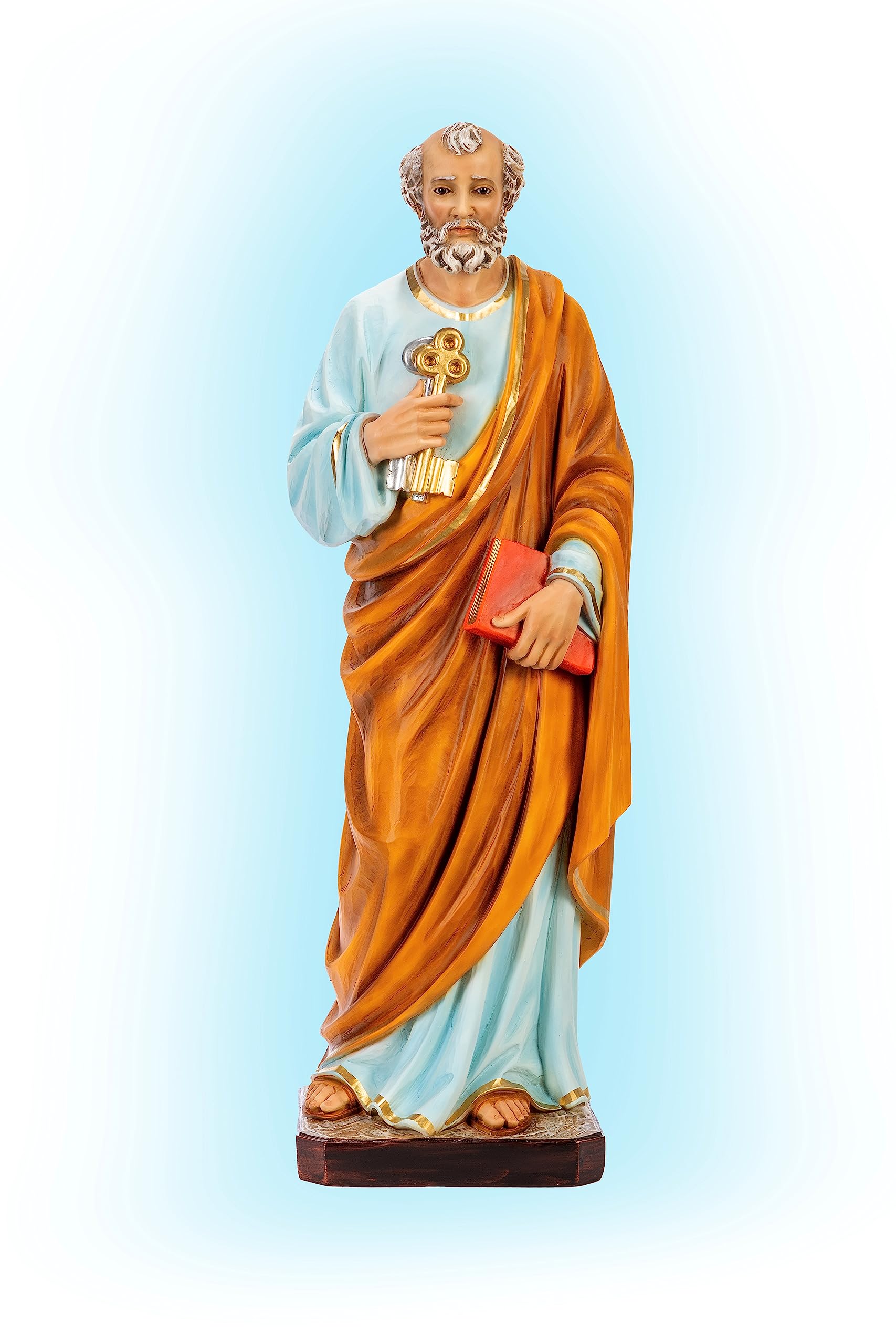 OVUNQUE PROTEGGIMI Statua di San Pietro 60 cm (23,62'') in resina dipinta a mano adatta per interni ed esterni. Prodotto artigianale italiano (occhi dipinti)
