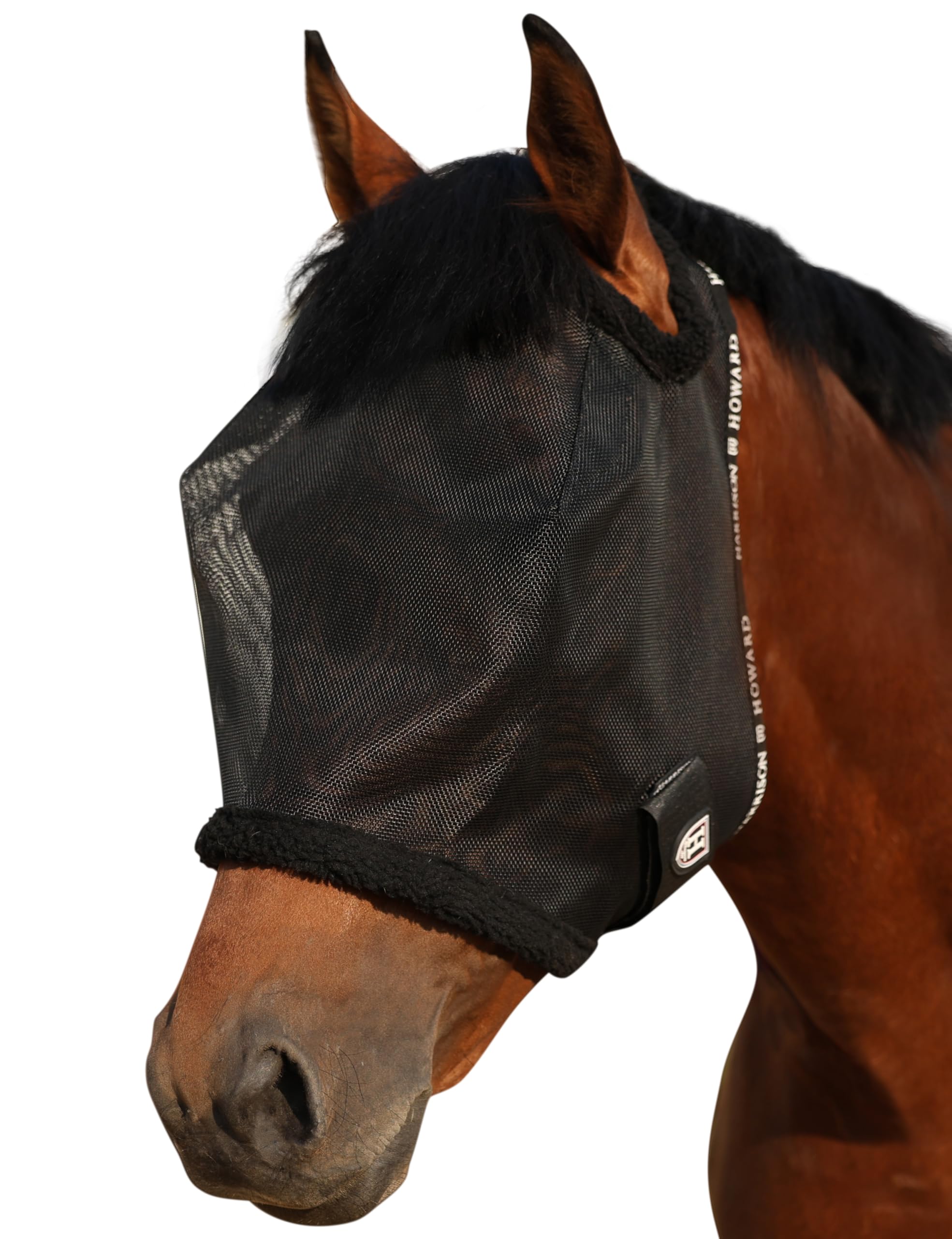 Harrison Howard All Round Mesh Horse Fly Mask UV Protective with Fleece Padded Edging Black XL