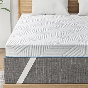 BedStory Surmatelas de 10 cm de hauteur 200 x 200 cm, surmatelas en mousse à mémoire de forme H3 et H4, housse lavable, surmatelas pour lit à sommier tapissier, camping-car et canapé-lit