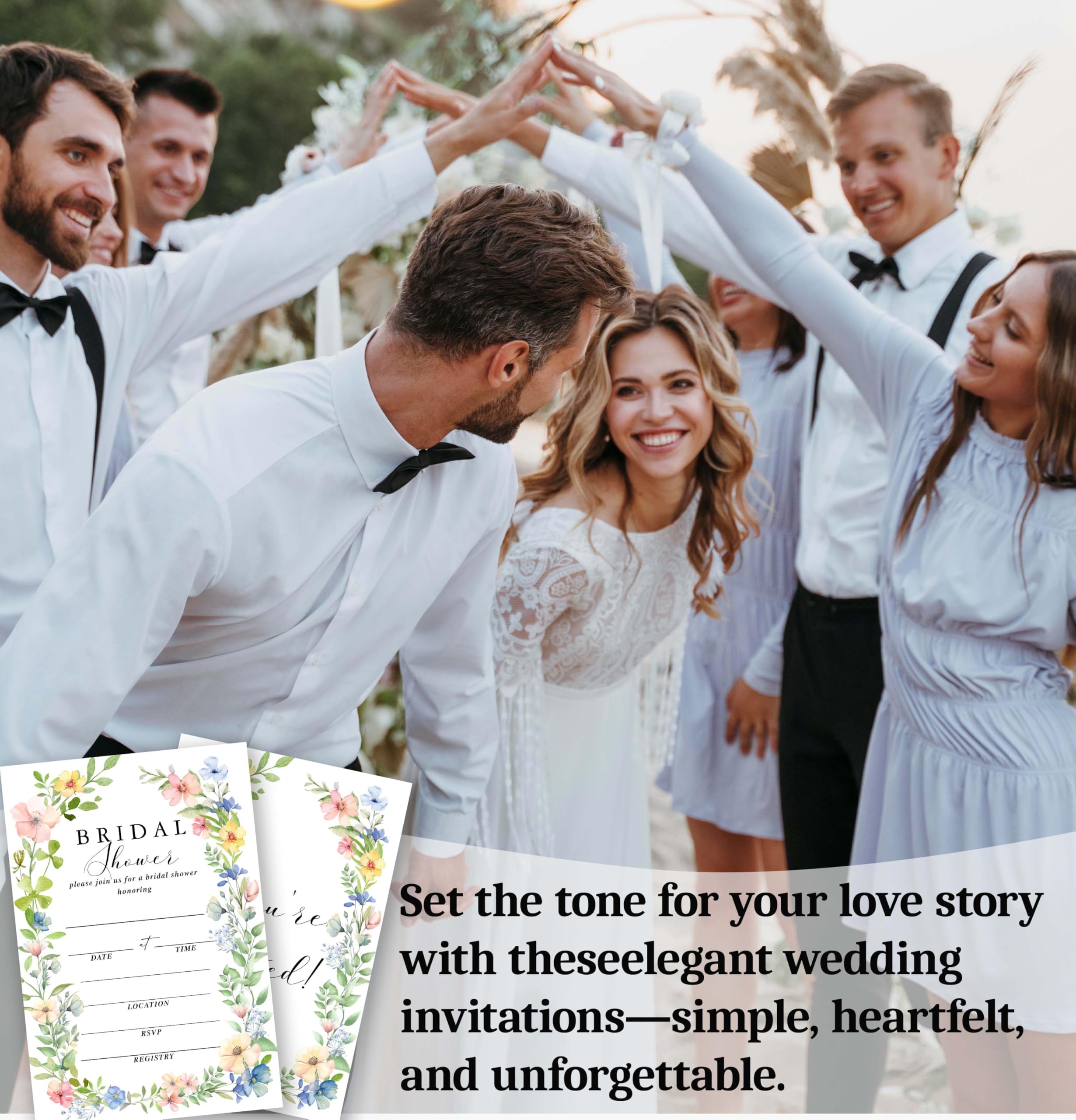 Hochzeitseinladungen für Brautpartys, 25 bunte Sets, Hochzeitseinladungskarten mit Umschlägen, florale Hochzeitseinladungen für Verlobung, Party, Dekorationen (B07)