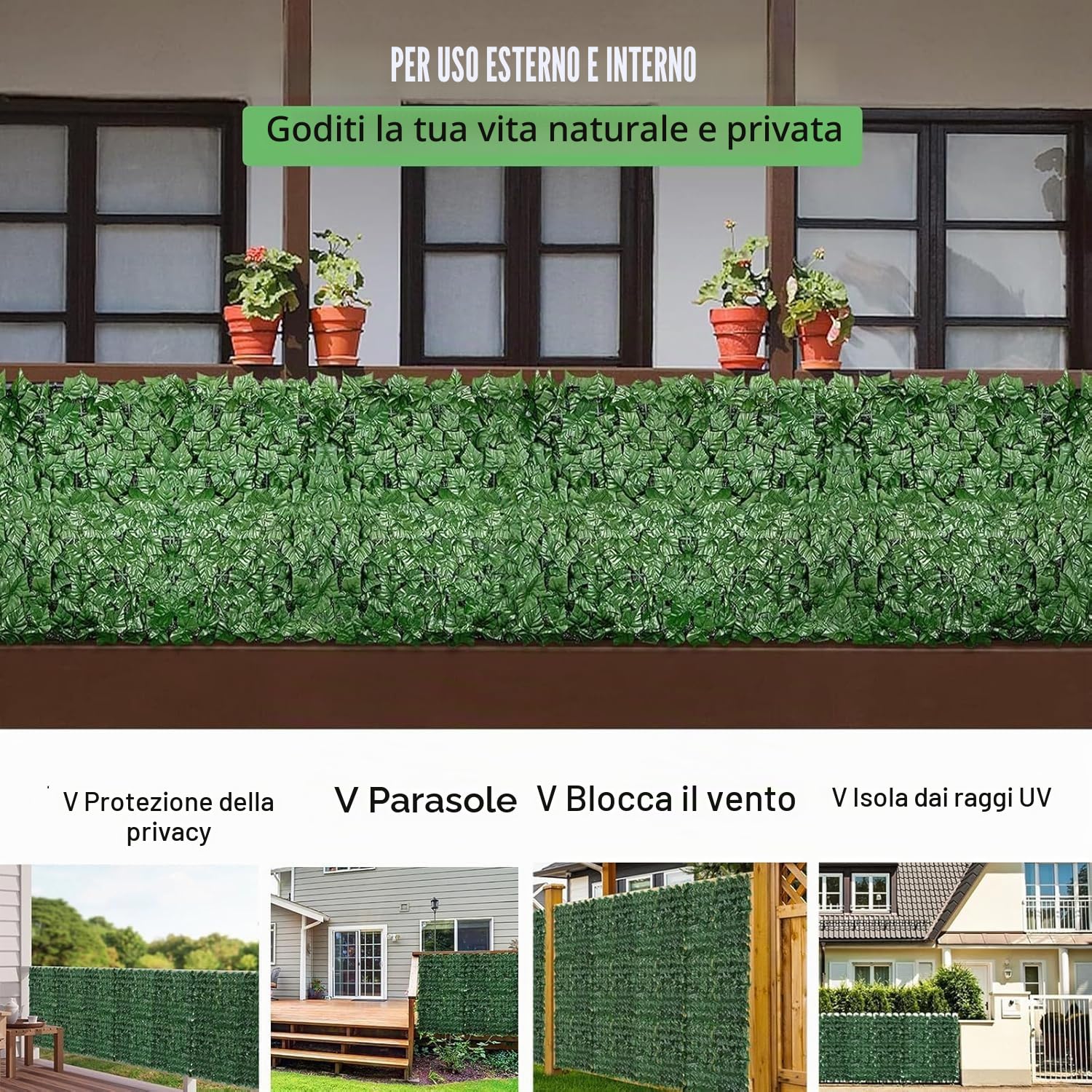 recinzione decorativa di edera artificiale, 3 m x 1,5 m, pannello a traliccio per balcone, decorazione da giardino con foglie artificiali, recinzione per privacy