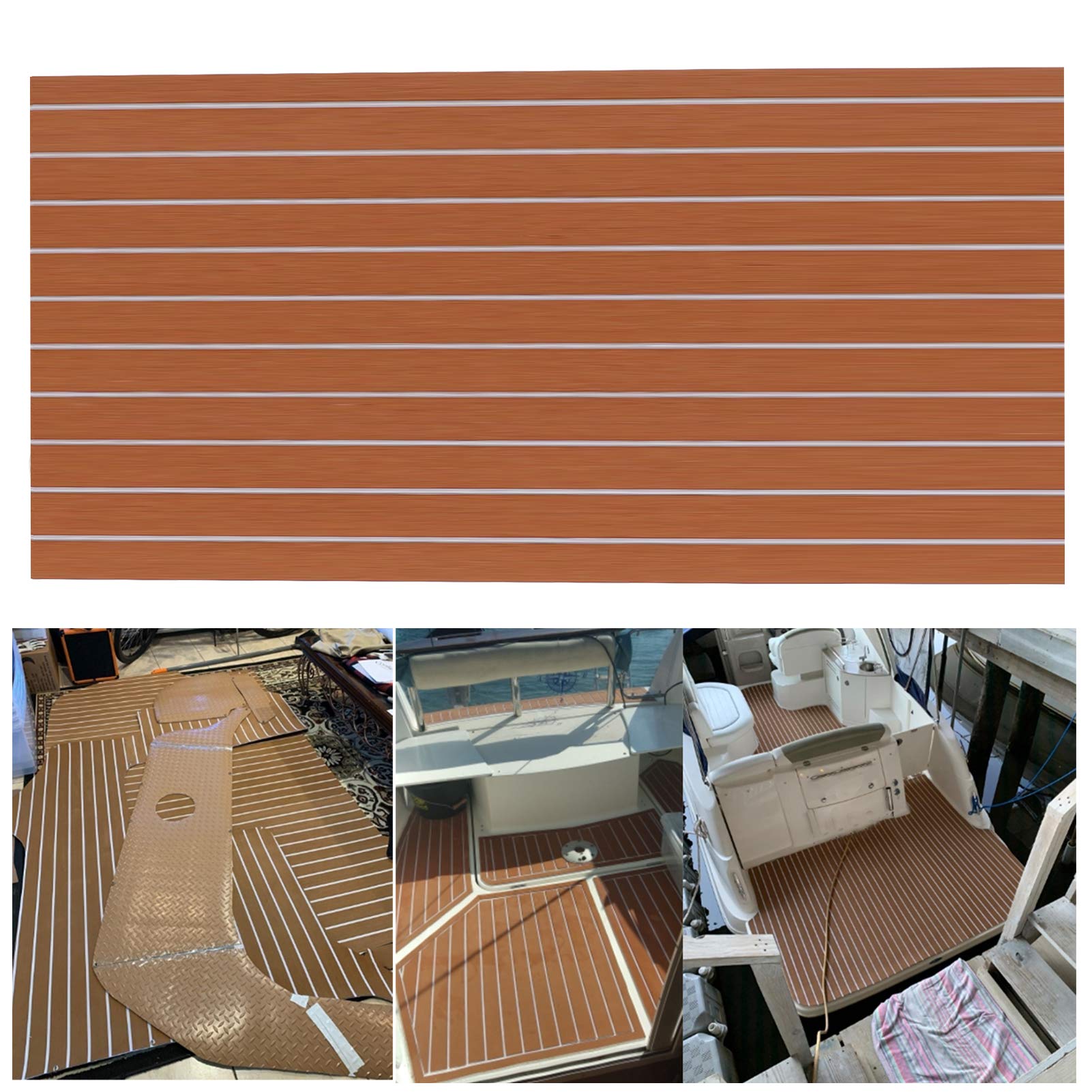 Pavimento per Barche Tappetino in Schiuma Eva Resistente agli Urti Impermeabile per Ponti di Yacht 240x60 Cm Elevata Elasticità