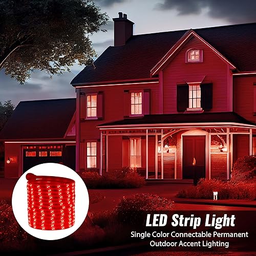 Miniatura 9 de WYZworks Tira de luz LED blanca fría de 25 pies, SMD 2835, resistente al agua, conectable, permanente, para exteriores, certificado ETL, PVC