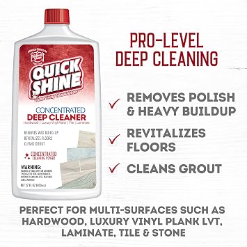 Quick Shine Hardwood Floor Luster 64oz, 2Pk | Plant-Based Cleaner & Polish w Carnauba | Simply Squirt & Spread | Don't Refinish It & Multi Surface Deep Floor Cleaner and Wax Remover 27oz, 2Pk