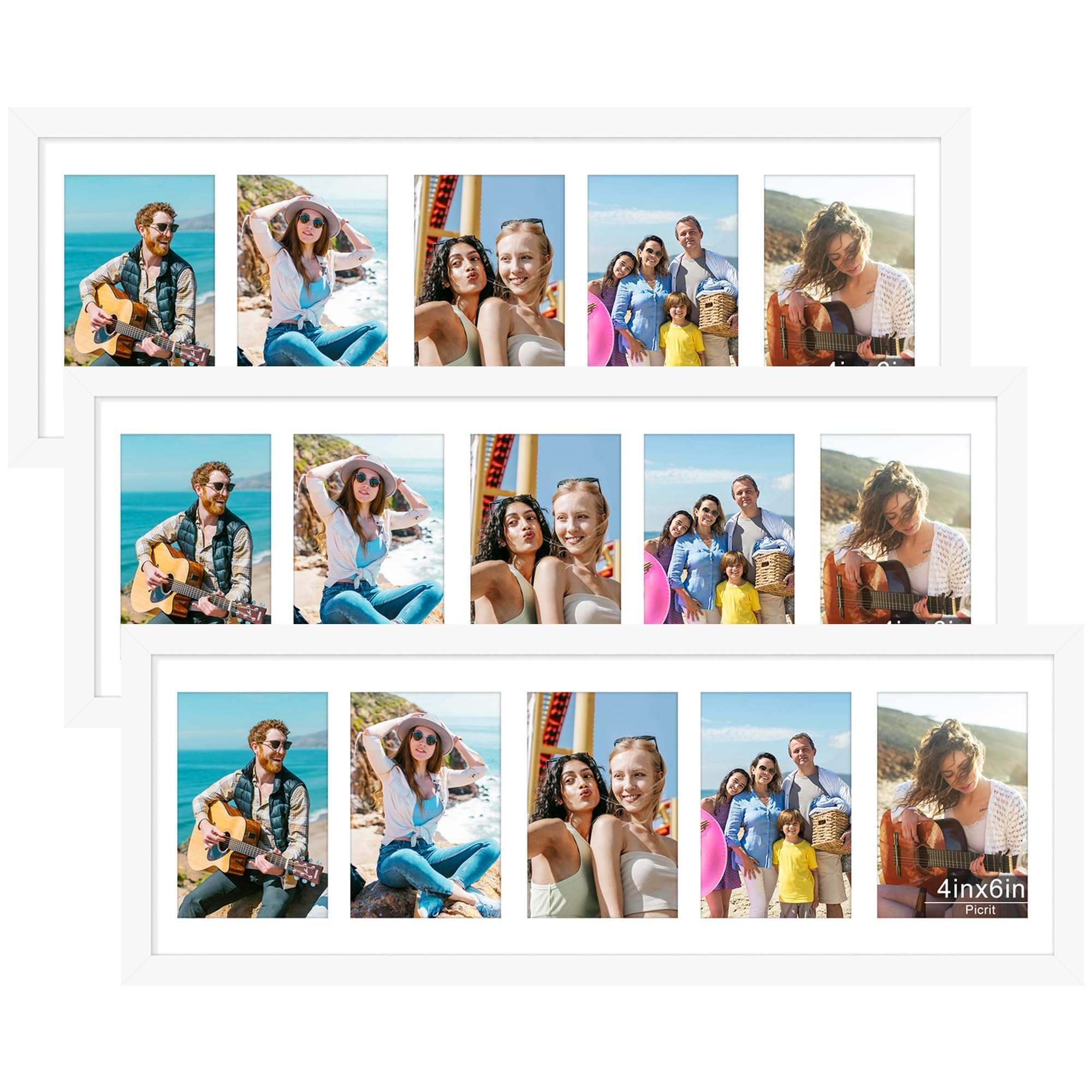Picrit 8x24 White Collage Picture Frame, Poster Frame for Wall, 3 Pack