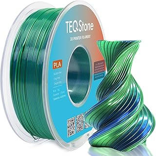 Dual Color Silk PLA Filament 1.75mm Blue Green 1KG, Shiny High Gloss Finish, Seamless Color Transition, Neatly Wound, Accuracy +/-0.02mm Vacuum Packaging