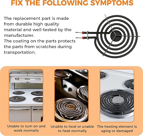 Miniatura 4 de 【Actualizado 2026】660532 6 pulgadas MP15YA Electric Range Elemento de bobina de quemador de superficie de 1500 W 4 vueltas por Romalon Fit