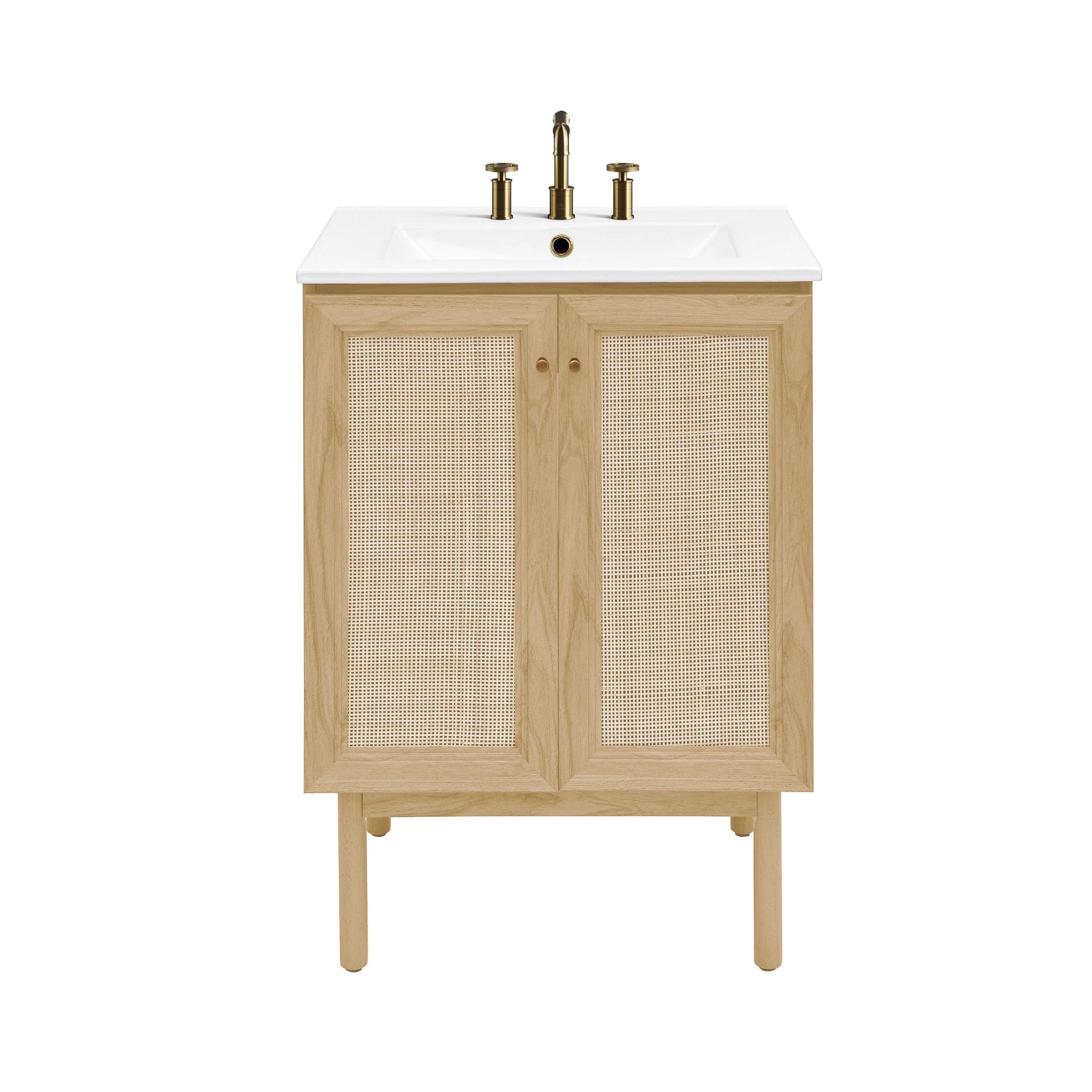 Swiss Madison Classe 24" Freestanding Bathroom Vanity in Natural Oak with 3-Hole Centerset Sink Top