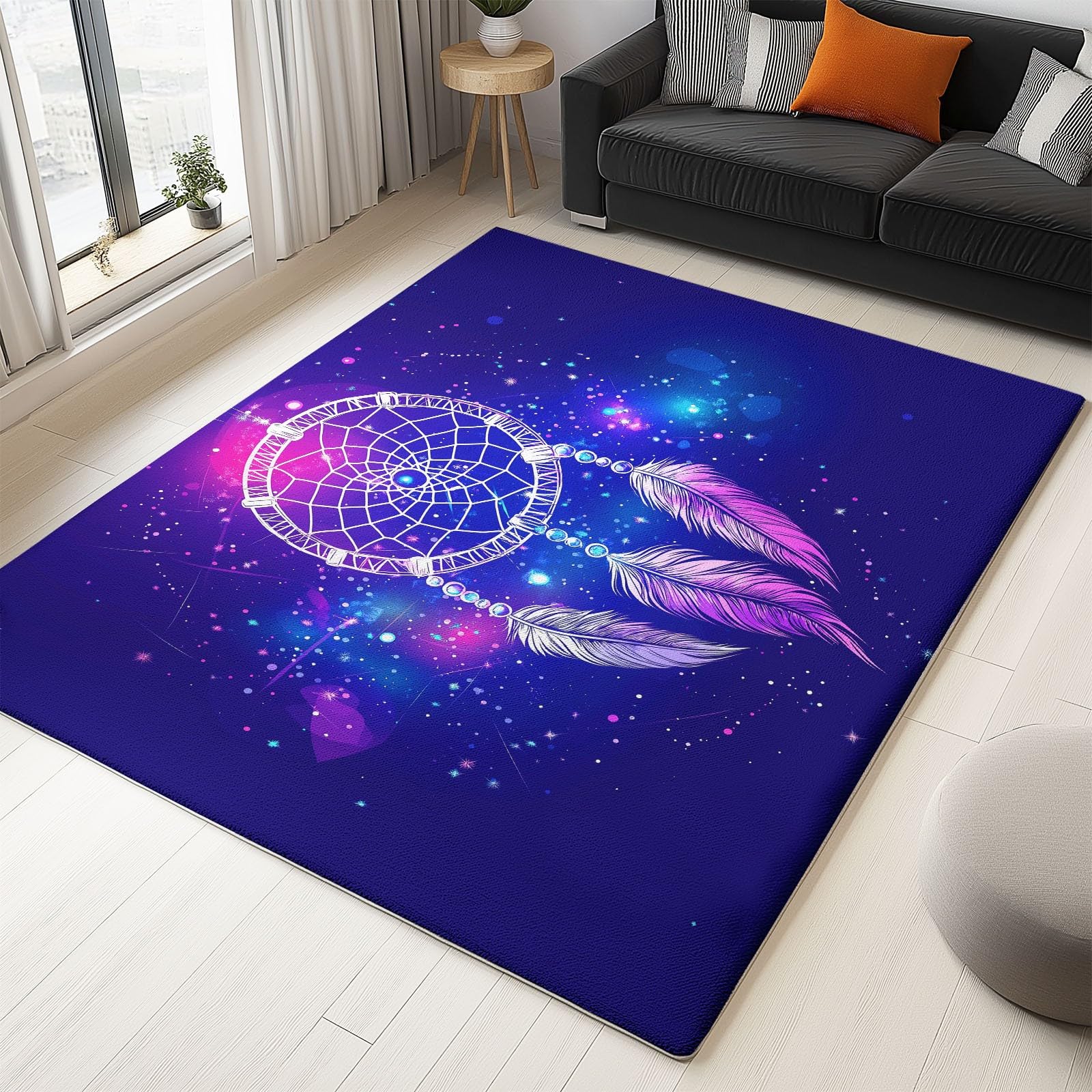 Tapis salon rêve ciel étoilé violet pour illuminer la décoration de votre maison