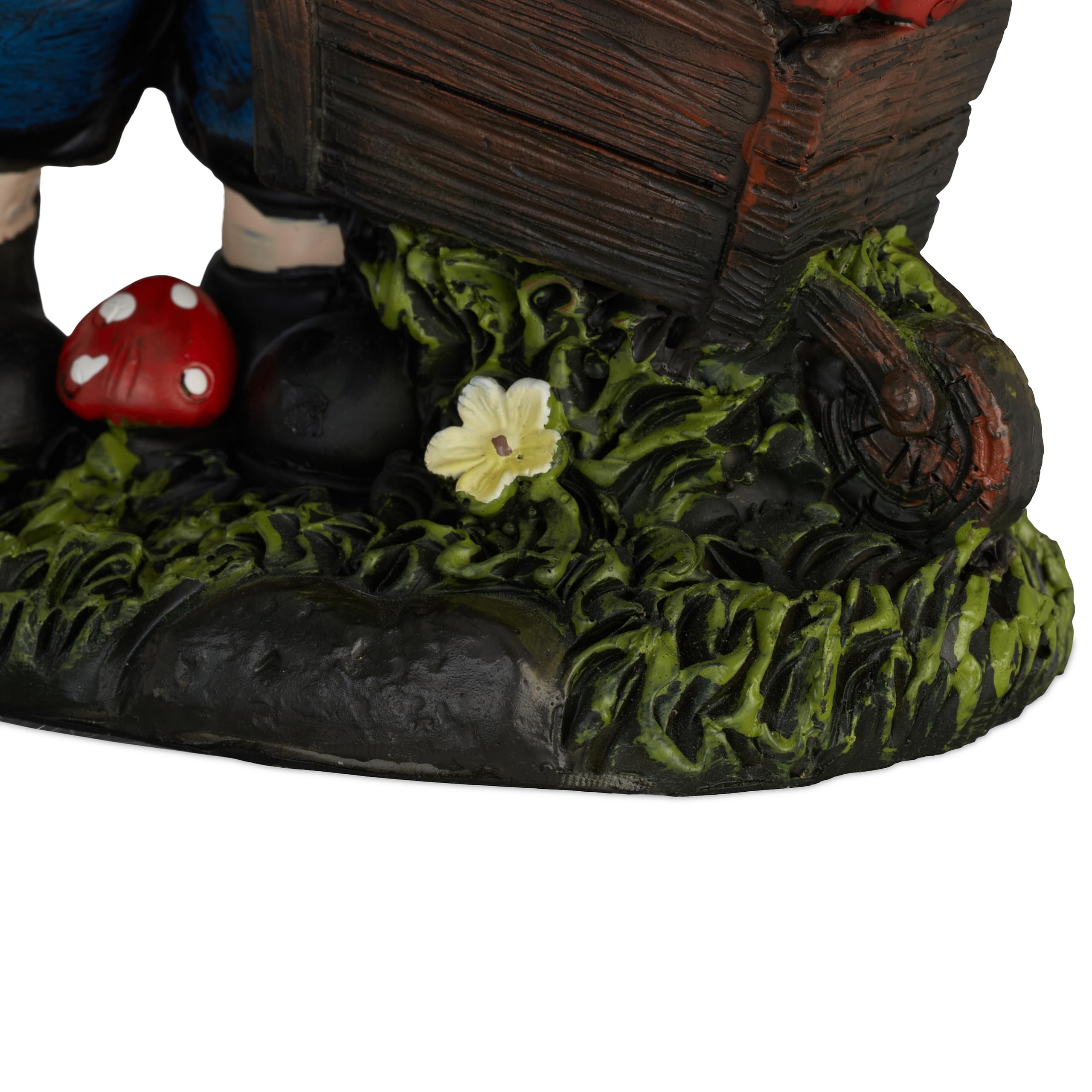 Relaxdays Gnomo da Giardino, con Carriola, Statua Resistente alle Intemperie e al Gelo, 14,5x10,5x7 cm, Nano, Colorato