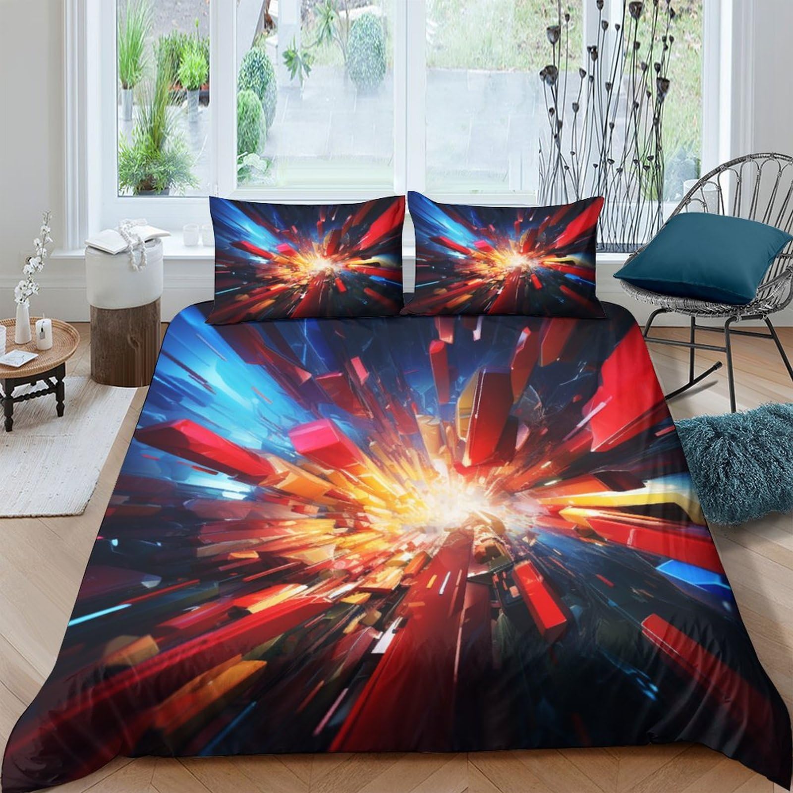 Parure de lit 3D haut de gamme 220x240 en microfibre : l'excellence du confort géométrique