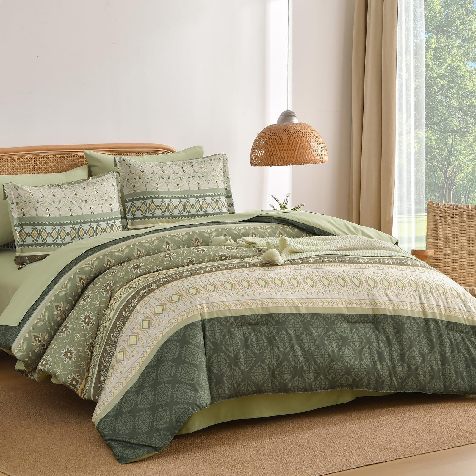 WONGS BEDDING 7-teiliges Tröster-Set mit Blumenmuster in einer Tasche-YS01AB091798Q7U-A