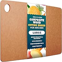 Belwares Dishwasher Safe Composite Wood Cutting Board - Thin Lightweight Heat Resistant Eco-Friendly Chopping Board 14.5x11.25 Inch Natural