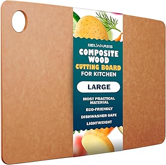 Dishwasher Safe Cutting Board for Kitchen - Large Composite Wood Chopping Board, Thin & Lightweight, Heat Resistant, BPA-Free and Eco-Friendly Cutting Board for Meal Prep, 14.5 x 11.25 Inch (Natural)