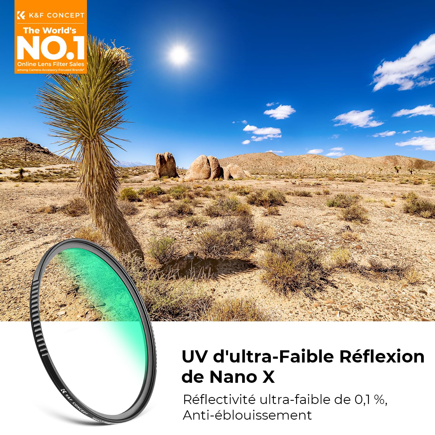 K&F CONCEPT Ø77mm Filtre UV d'ultra-Faible Réflexion Filtre de Protection HD Nano-X MRC Super Mince Multi-Couches avec Revêtement Vert Haute-Transmittance pour Objectif Appareil Photo