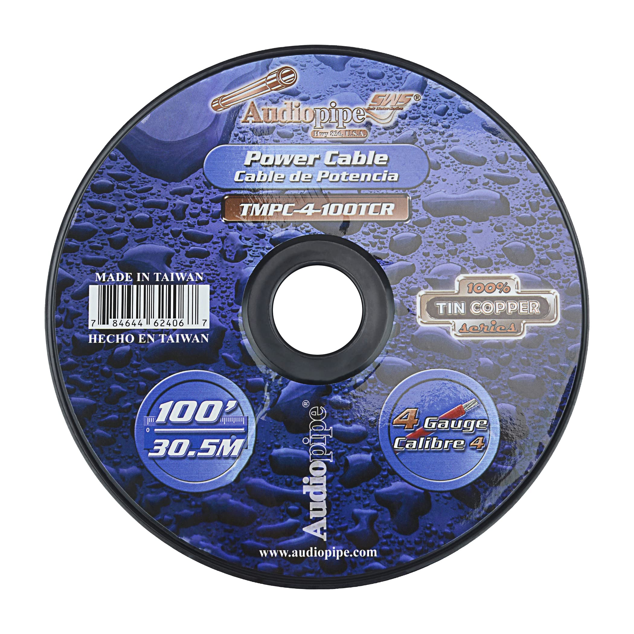 Audiopipe Marine 4 Gauge Power Cable Flexible Tinned Copper, Marine Grade, Red 100 feet (TMPC-4-100TCR)