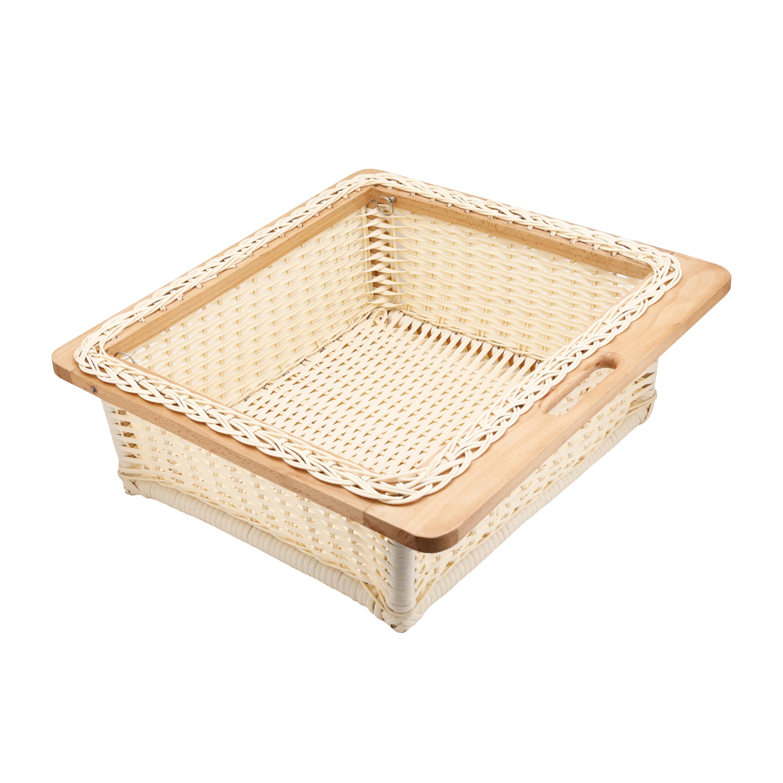 Avocetmobily Pvc Wicker Basket Woven Storage with Wooden Frame for 450 mm cabinet-image-40