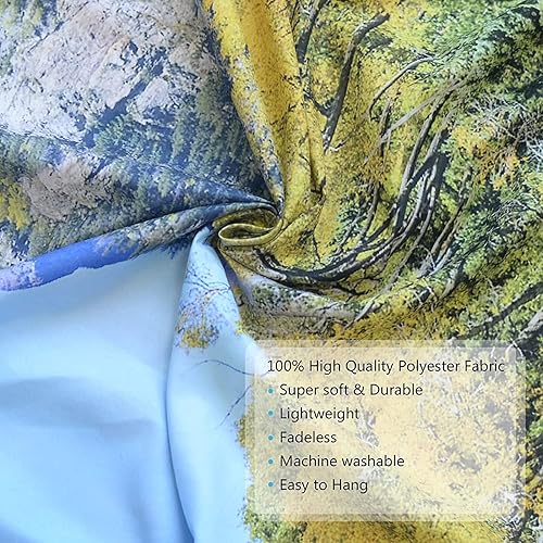 Miniatura 3 de YISURE Tapiz de bosque de montaña natural paisaje escénico de cascada paisaje de pino verde tapiz para colgar en la pared para la oficina en casa