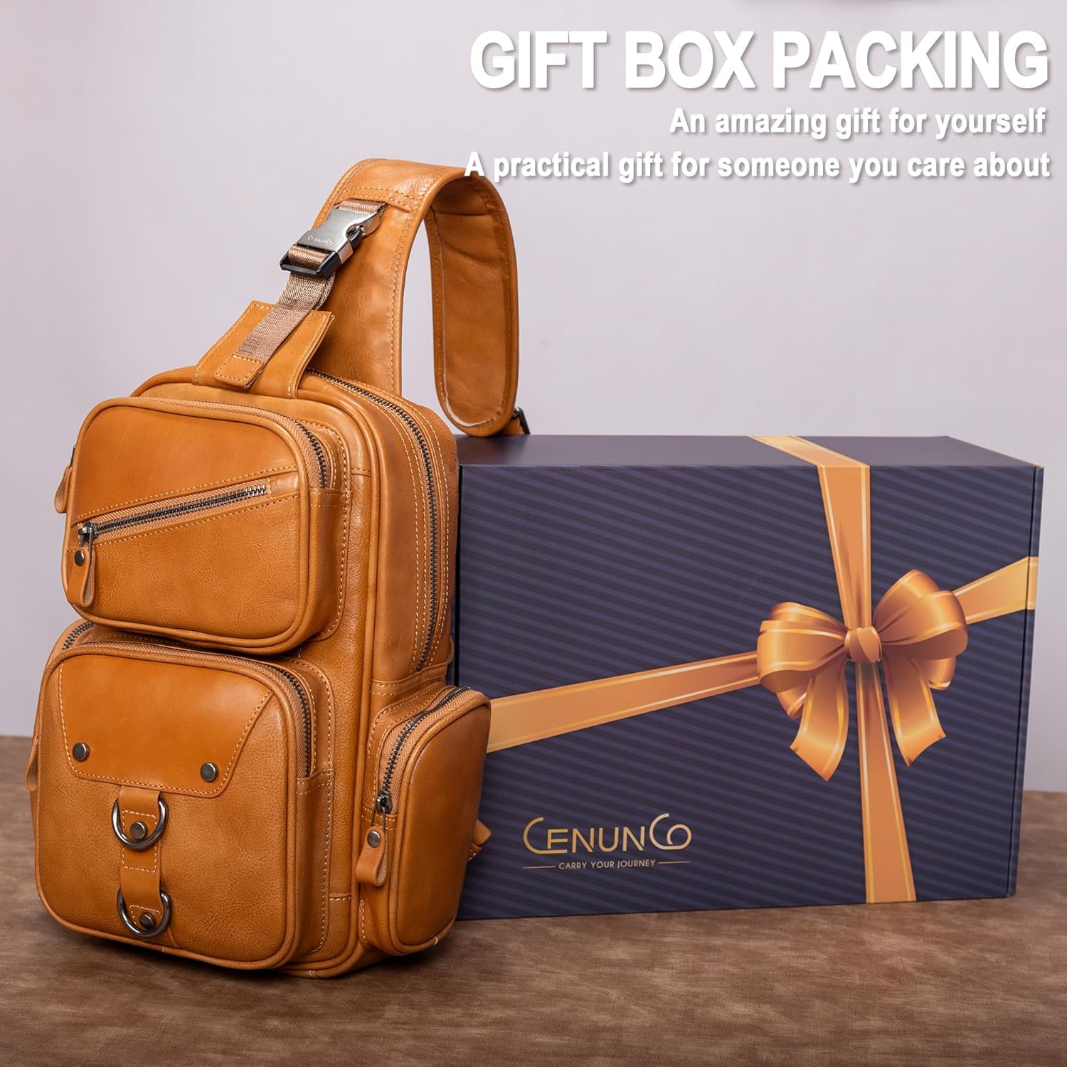 Genuine Leather Sling Bag for Men Large Crossbody Shoulder Bag Casual Sling Backpack Anti-Theft Travel Chest Purse - Image 2