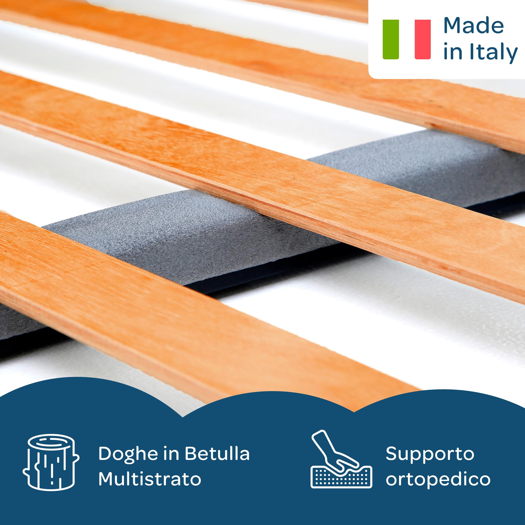 Rete Ortopedica Singola 80x190 In Legno Di Betulla | Senza Piedi, Made In Italy, Per Letti Incasso - Foto 4