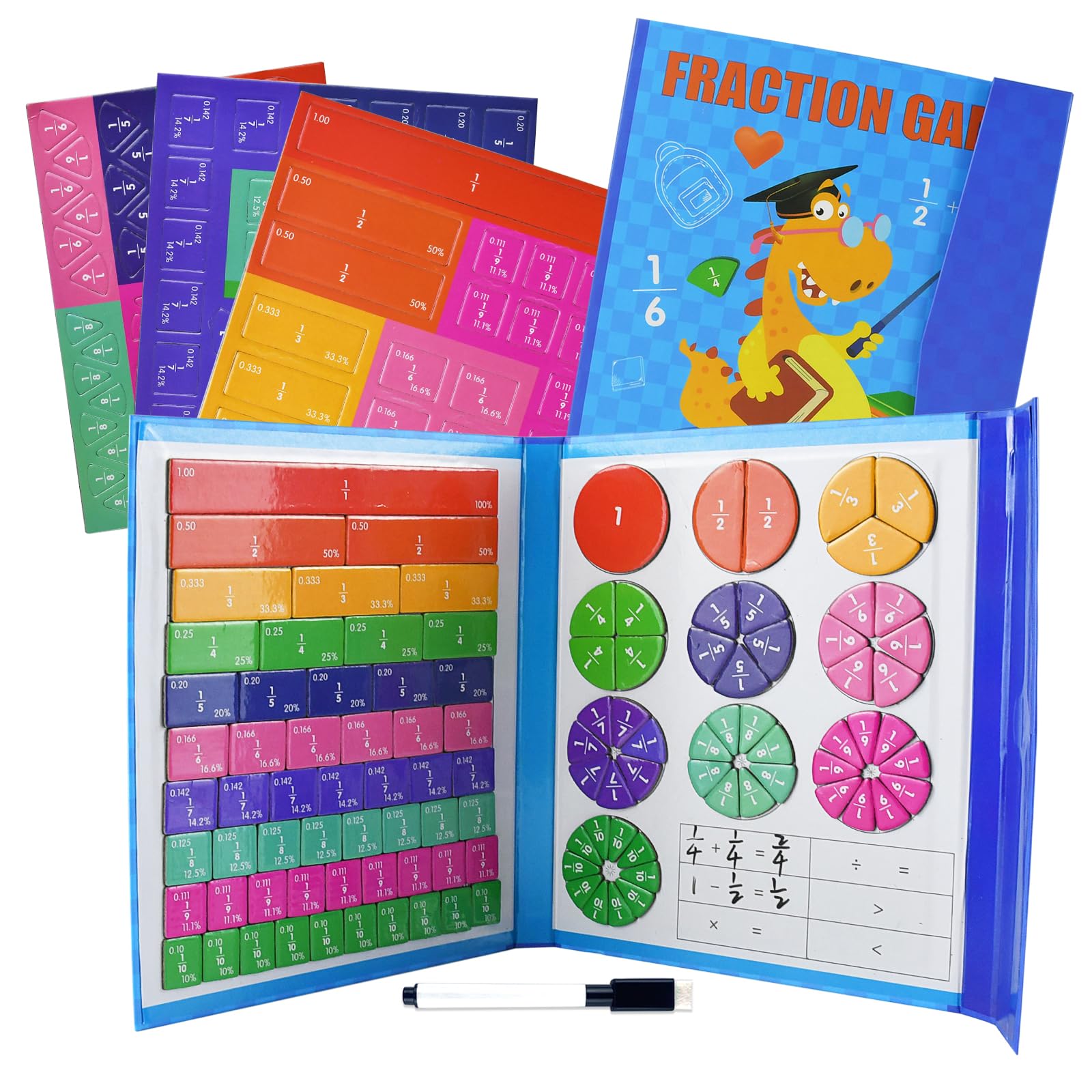 Juego De Fracciones,Círculos De Educativo De Fracciones,Juguete Magnético para Aprender Fraccione,Puzzle Educativo De Fraccione Magnéticas