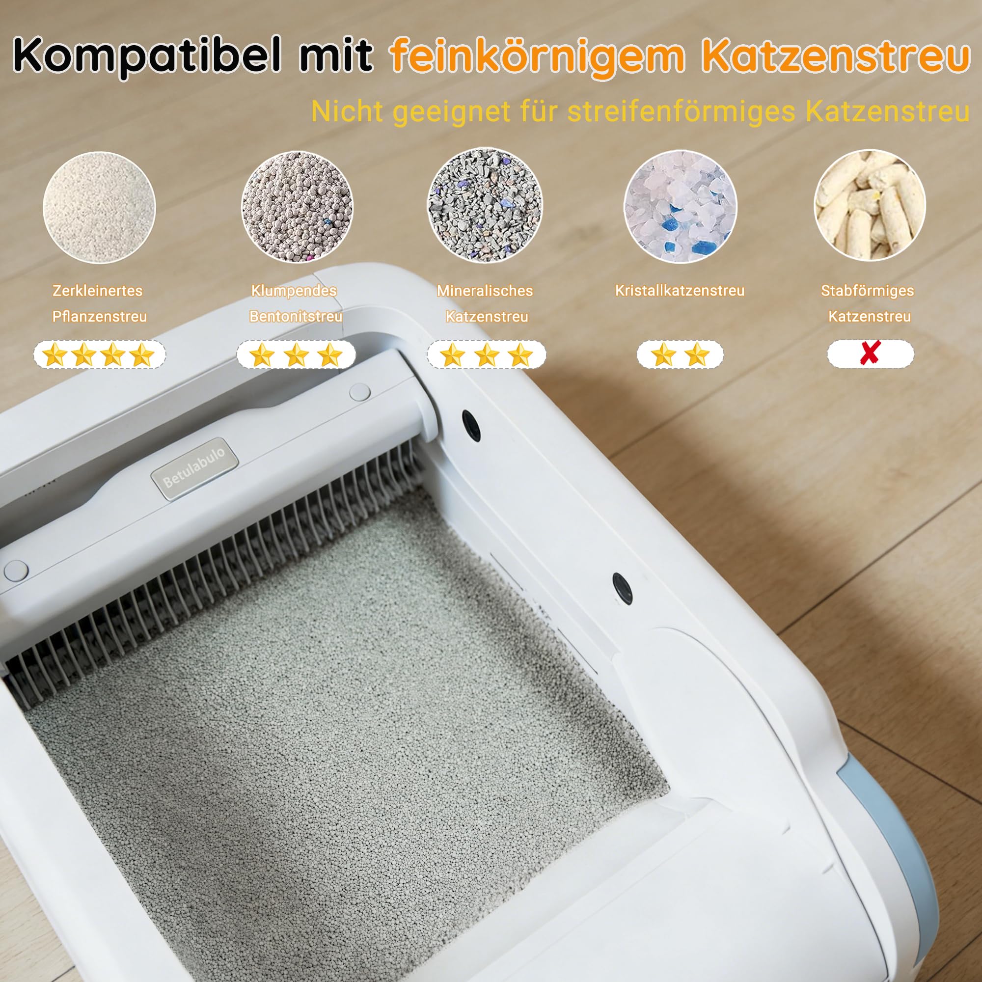 Selbstreinigende Katzentoilette mit Offenem Top-Design | Automatisches Katzenklo für Mehrere Katzen mit 4 Infrarotsensoren,Niedriger Einstieg (16 cm) für Kätzchen & Senioren