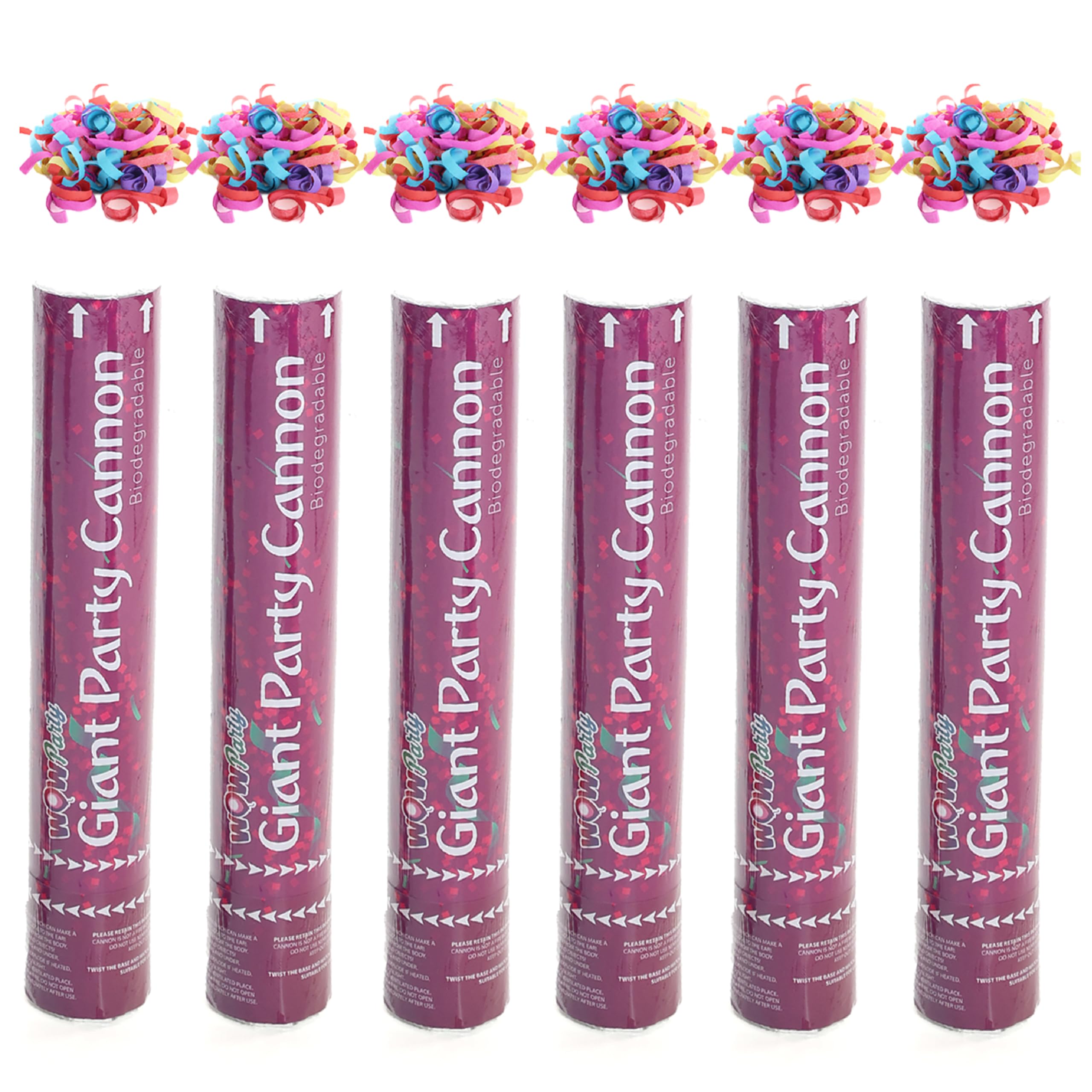 Party Cannon Confetti Shooter - Pack of 6-30cm - Confetti Popper for New Years and Wedding Events