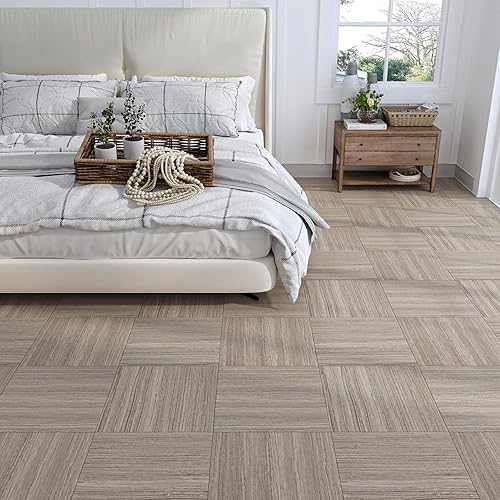 Miniatura 3 de VaryStyle Paquete de 20 azulejos de suelo impermeables para despegar y pegar, de 12 x 12 pulgadas, azulejos de vinilo con aspecto de madera,