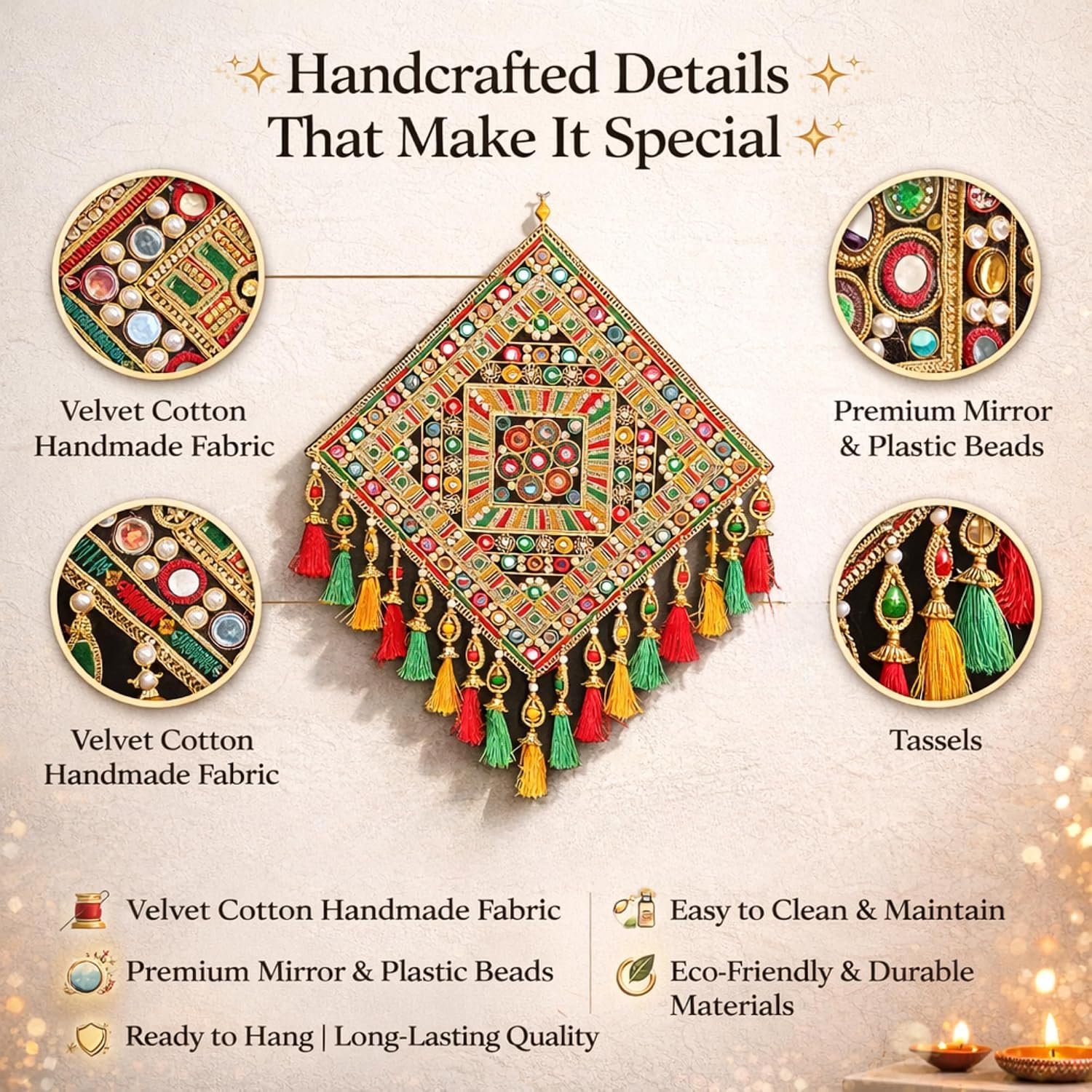 Gujrati Elephant Wall Hanging - Traditional Home Decor -6 Gujrati Elephant Wall Hanging - Traditional Home Decor -6