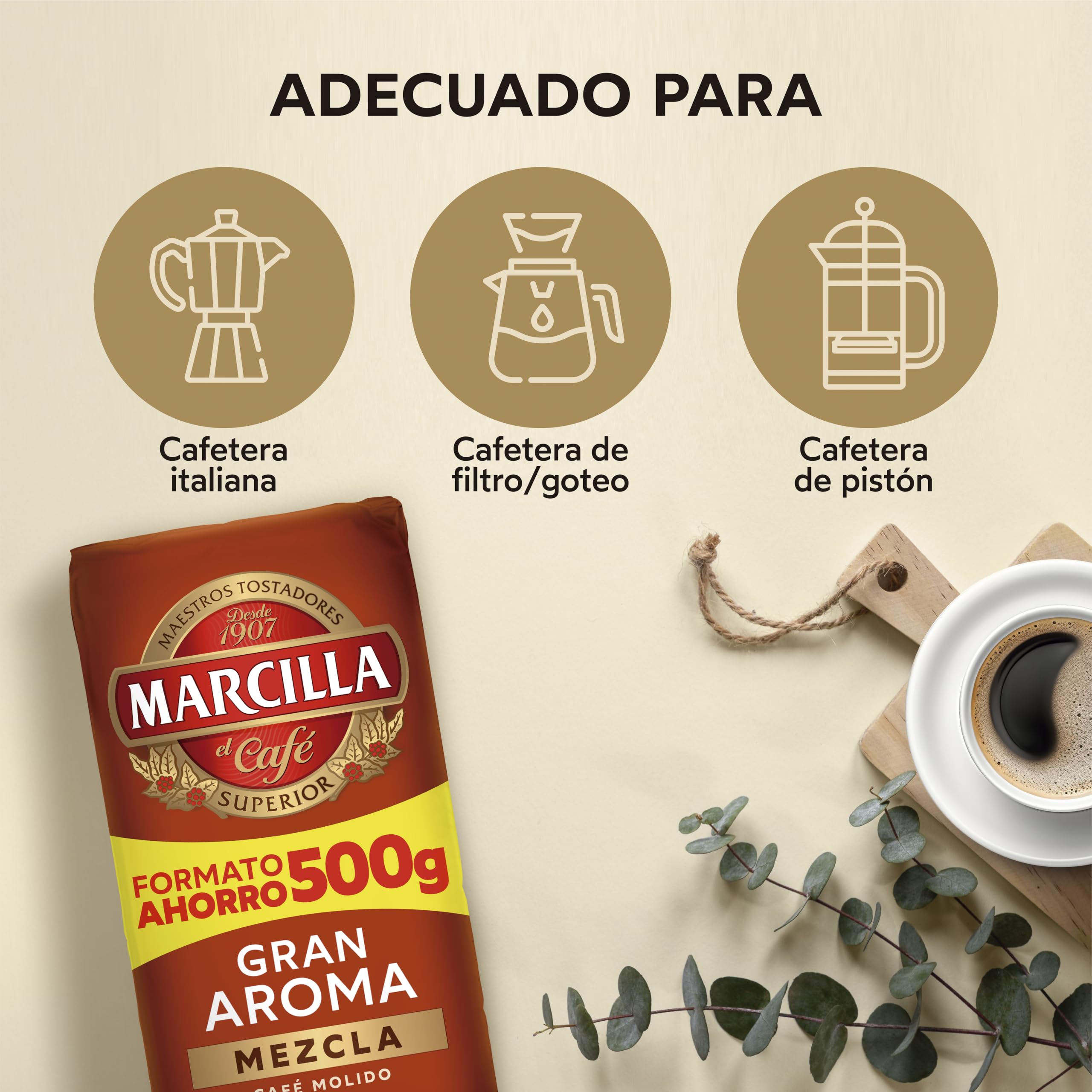 Marcilla Café Molido Mezcla |500 g | Para Cafetera Italiana, de Filtro o Pistón