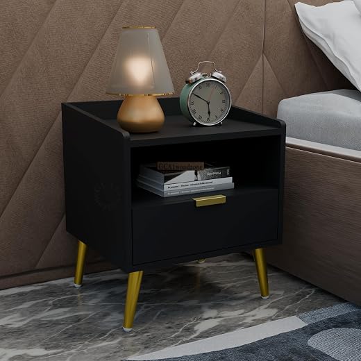 GCA1 WOODZONE Wooden Solid Bedside Table for Bedroom | Wooden Bed Side Nightstand Lamp Table with 1 Drawers & Open Shelf S...