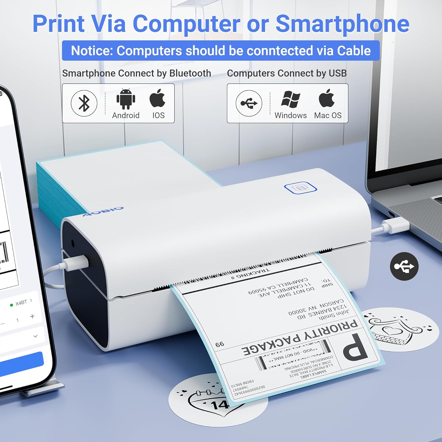 Thermal Shipping Label Printer - 4x6 Label Printer for Small Business - Desktop Barcode Printer - Image 3