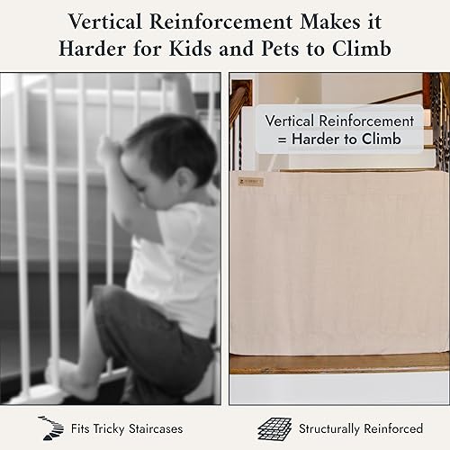 Miniatura 4 de The Stair Barrier First - Puerta de tela para barandilla de bebé para escaleras de 36 a 43 pulgadas de ancho x 32 pulgadas de alto, puerta para
