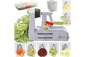 Brieftons Zoodles Zucchini Noodle Maker: Top Vegetable Spiralizer with 7 Blades and Free Recipe Ebooks